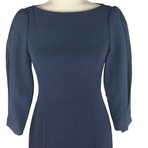 ELIZA J PLEATED 3/4 SLEEVE SHEATH DRESS IN NAVY NWT WOMEN'S‎ SIZE 2 - Picture 3 of 16